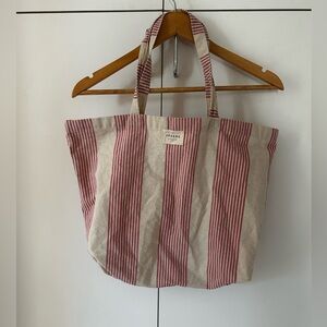 Sezane Recycled Cotton Tote in Pink/Natural Stripe OS
